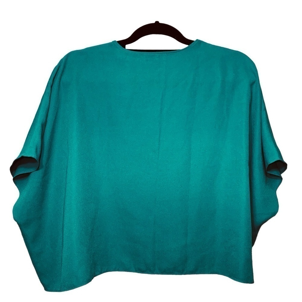 Aritzia Babaton Green Crepe Blouse Sz S Oversized Dolman Short Sleeve Shirt - Picture 6 of 13